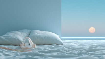 Aufkleber - Minimalist Sleep Health Sanctuary CPAP Respiratory Wellness Visualization with Serene Moonlit Aesthetic - Advanced Medical Design for Restorative Night Therapy