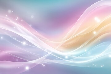 Poster - Abstract Pastel Wave Background with Soft Glowing Light and Shimmering Sparkles