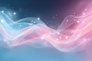 Poster - Abstract Pink Blue Waves Glowing Background with Sparkles