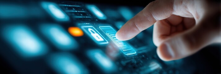 Poster - Quantum Cybersecurity Interface Next-Gen Digital Protection with Interactive Holographic Touchscreen Technology for Enterprise Risk Management