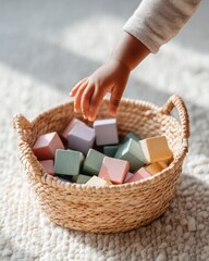 Poster - Mindful Montessori Moments Soft Sensory Learning with Eco-Friendly Wooden Blocks - Gentle Parenting and Developmental Play for Conscious Caregivers