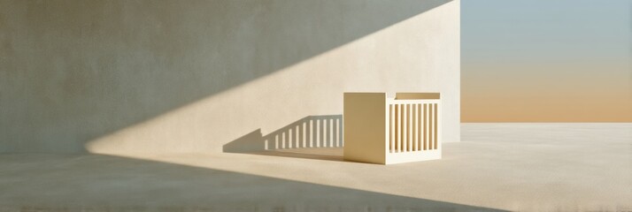 Aufkleber - Minimalist Safe Sleep Design Architectural Infant Sanctuary with Shadow Play - Nurturing Parental Wellness through Avant-Garde Nursery Aesthetics