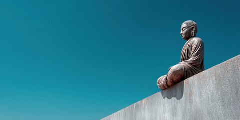 Aufkleber - Mindful Minimalism Zen Buddha Sculpture in Tranquil Urban Landscape - Wellness Branding and Meditative Design for Contemporary Lifestyle Content