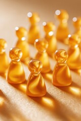 Fototapete - Strategic Leadership Visualization Golden Game Pieces Revealing Organizational Dynamics, Teamwork Complexity, and Competitive Intelligence Design