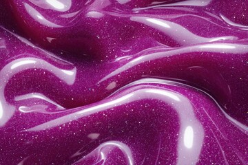 Aufkleber - Abstract magenta liquid with glitter flowing in curves close up macro studio shot for cosmetic or beauty product