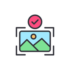 Poster - Image Approval Icon Featuring Landscape In Frame With Verification Mark