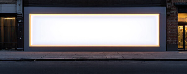 Poster - A large white billboard with a yellow border. The billboard is empty and has no text. The yellow border gives the billboard a bright and cheerful appearance