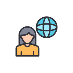 Poster - Woman Representing Global Communication Or International Networking Connection