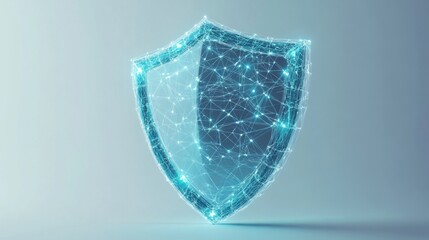 Fototapete - Digital Shield Concept with Glowing Network Connection for Cyber Security and Data Protection in Studio Setting