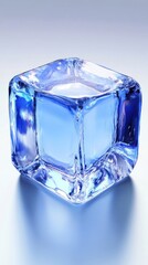 Poster - Isolated single ice cube melting on a white surface studio shot macro photography refreshment concept cool drink ingredient