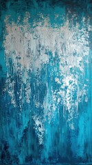 Poster - Abstract Painting of Blue and Silver Texture with Vertical Strokes and Metallic Effect Studio Shot
