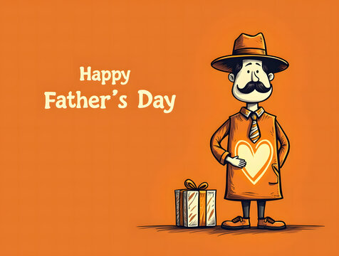 Minimalist Happy Father’s Day Text Poster, Banner, Template, Illustration