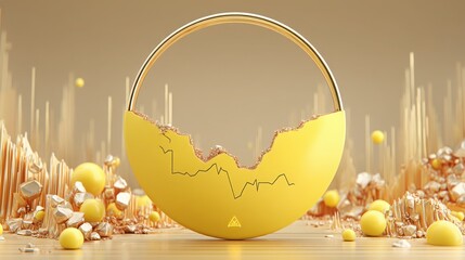 Poster - A broken egg with gold eggs in the background symbolizing wealth and opportunity in a creative still life setup