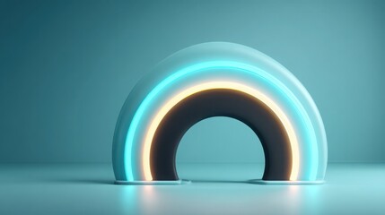 Poster - Neon arch illuminating a dark space with bright colors creating a striking visual effect in an urban environment