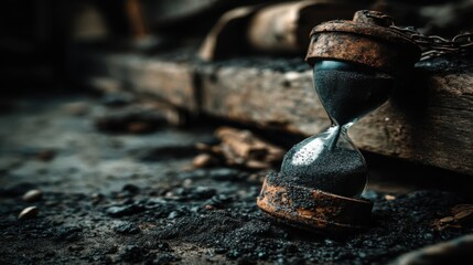 Poster - An elegant hourglass resting on a pile of wood representing time decay and volatility in options risk approaches