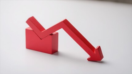Poster - Red arrow symbolizing downward movement in financial trends and analysis techniques for investment strategies
