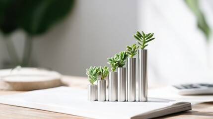 Poster - Green plant in a vase representing value-centered strategy and purpose-aligned growth for business development concepts