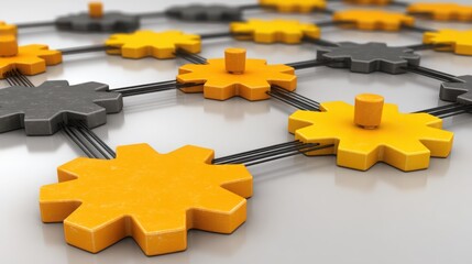 Poster - Network of yellow and black stars representing value-first automation and core-driven system concepts in business