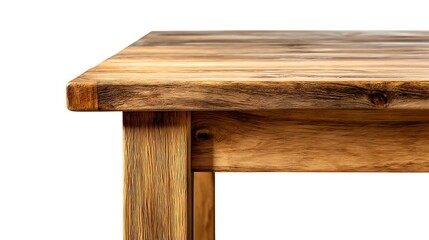 Poster - Corner view of wooden table on white background with clipping path
