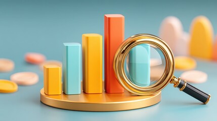 Poster - Magnet with bar chart illustrating volume spread analysis concept for studying bar size and trading indicators