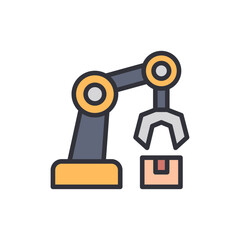 Poster - Stylized Robotic Arm Lifting A Box On Transparent Background