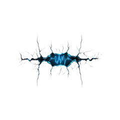 Aufkleber - Abstract Fractured Energy Pulse Glowing Blue Waveform in Dark Crack