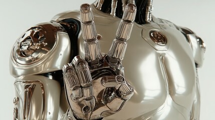 Poster - A robot calmly holding a piece of metal symbolizing wealth automation and the future of intelligent machines
