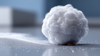 Poster - White ball of cotton representing wealth with air in an artistic conceptual representation of lightness and financial freedom