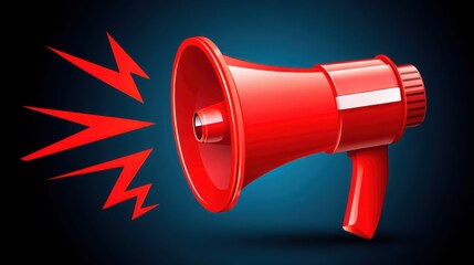Poster - Red megaphone with lightning symbolizing clean message release for a zero-noise campaign icon concept in marketing