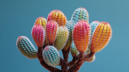 Aufkleber - Colourful cactus plant against blue background