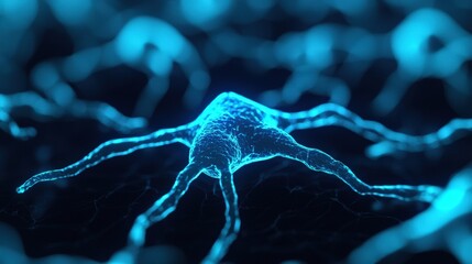 Aufkleber - Intricate digital nodes interconnected with vibrant glowing blue light effects, showcasing innovation and complexity in a futuristic ai neural network visualization