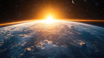 Wall Mural - Celestial view of Earth's sunrise from space.