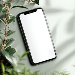 Fototapete - Mockup of a phone with space available to add your personalized logo or branding design.