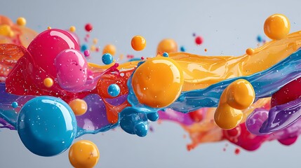Poster - Colorful liquid drops of paint splash as abstract background