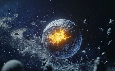 Poster - 3d rendering of the earth in space with the sun and stars behind it. elements of the planet earth, a