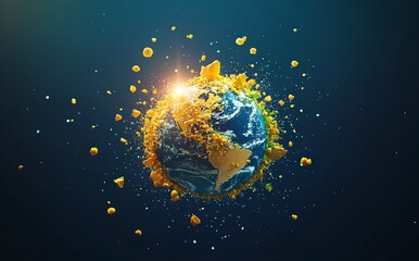 Poster - 3d rendering of the earth in space with the sun and stars behind it. elements of the planet earth, a