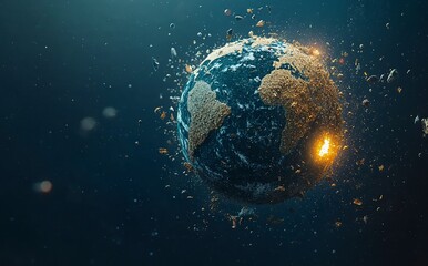 Poster - 3d rendering of the earth in space with the sun and stars behind it. elements of the planet earth, a