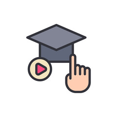 Poster - Interactive E Learning Platform Concept With Graduation Cap And Play Button