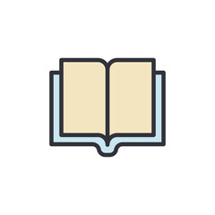 Poster - Open Book With Beige Pages And Light Blue Border Illustration