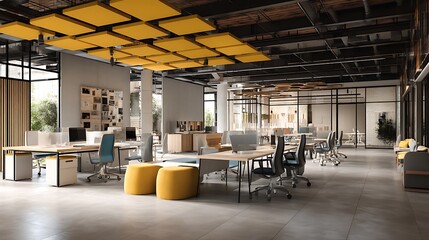 Aufkleber - Co, working space office and sharing desk in corporate workspace
