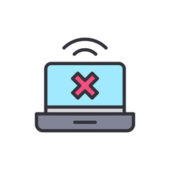 Poster - Laptop Showing An Error Sign With Wireless Waves On Transparent