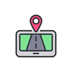 Poster - Digital Navigation Device Showing Road With Pink Location Indicator