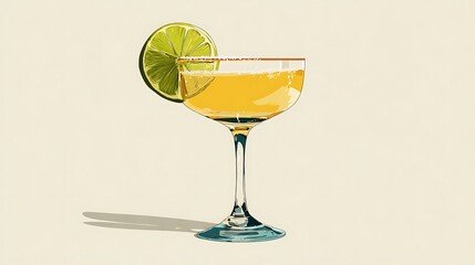 Poster - Classic cocktail drink, flat illustration style