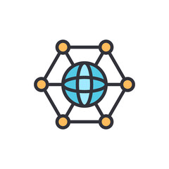 Poster - Global Network Connection Depicting Worldwide Communication And Technology