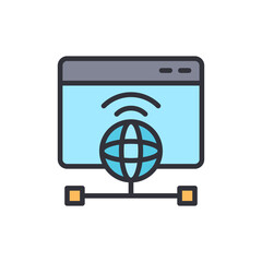 Poster - Modern Flat Design Of Worldwide Network Connection On Internet Browser