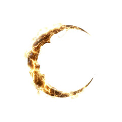Poster - Fiery Crescent Moon Abstract Burning Ring of Light