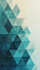 Leinwandbilder - Geometric Abstraction: A Mosaic of Teal Triangles on a Creamy White Surface
