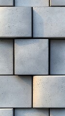 Poster - Smooth Gray Cement Wall with Subtle Texture and Square Blocks