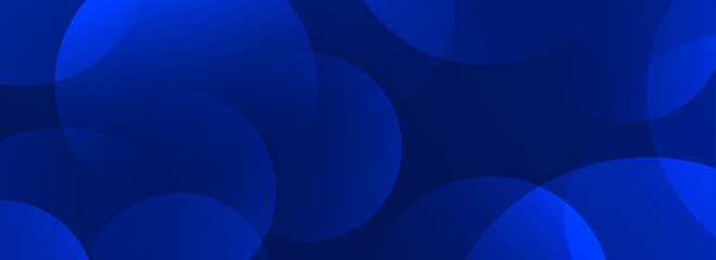 Poster - Glowing blue gradient circle background. Abstract navy tech overlap spheres wallpaper. Geometric bokeh texture for poster, banner, business template, medical brochure. Vector flowing bubbles backdrop