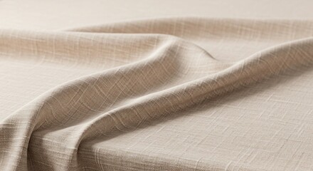 Poster - Beige linen fabric with soft folds and textures creating an elegant background